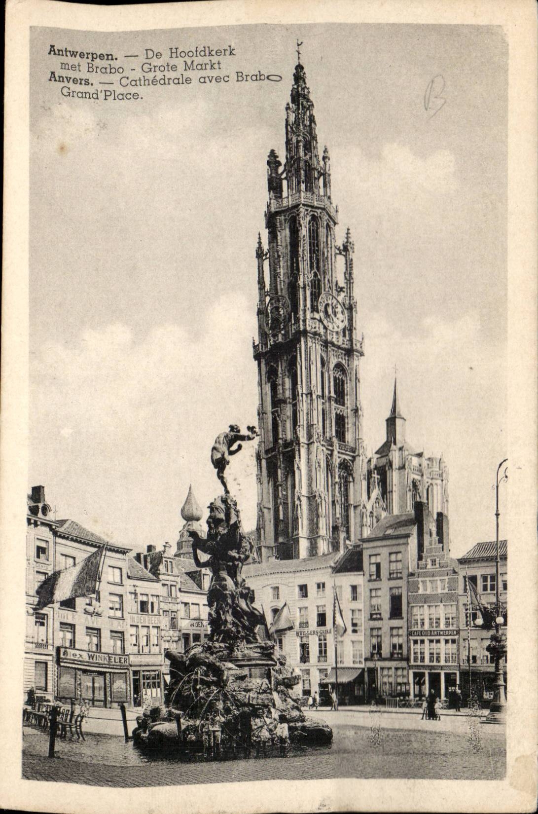 Belgium Belgie Antwerp CPA De Hoofderk puts Brabo CAthedrale with Brabo
