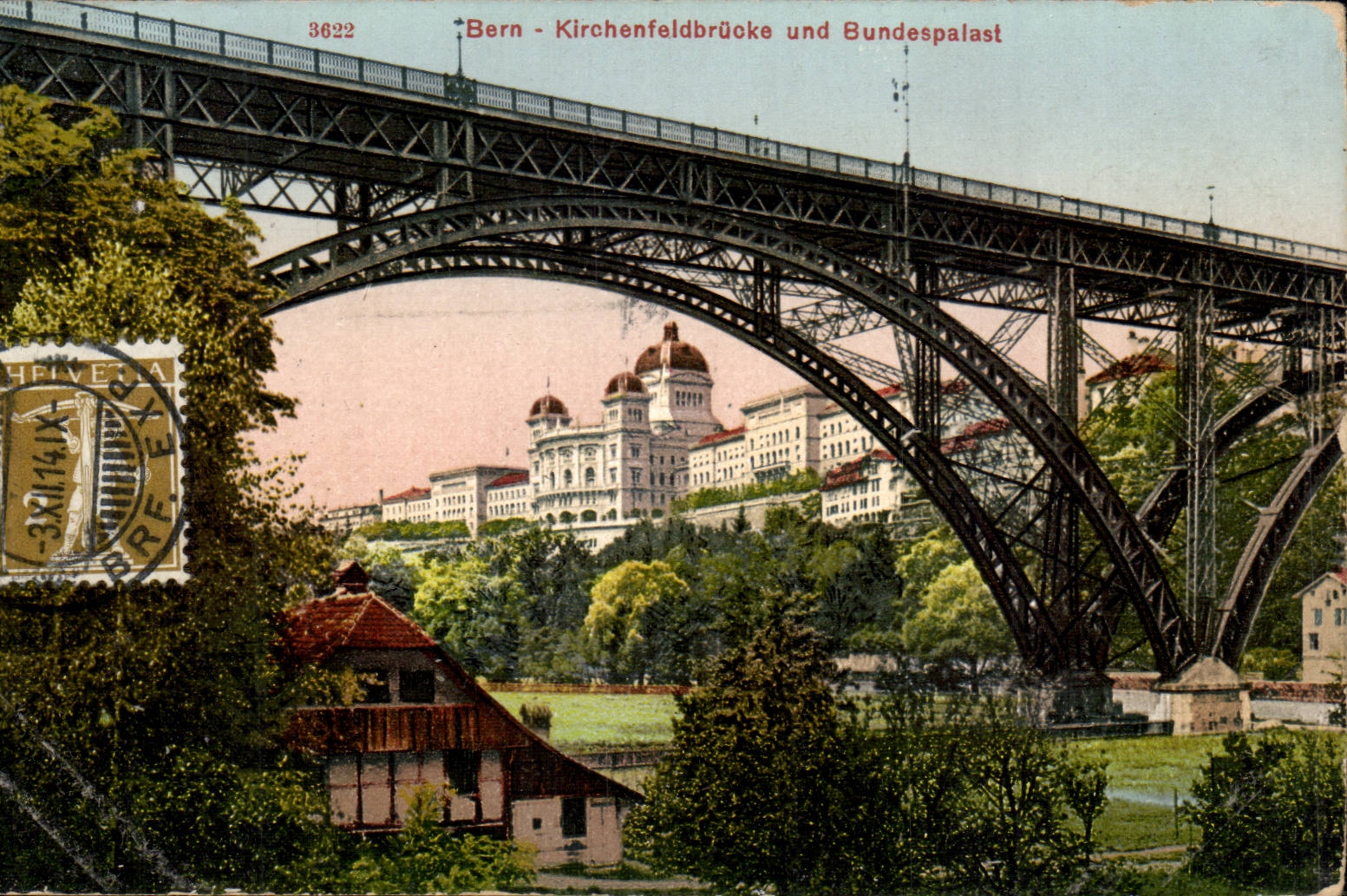 Switzerland Bern CPA Kirchenfeldbrucke und Bunderspalast (bridge bridge)