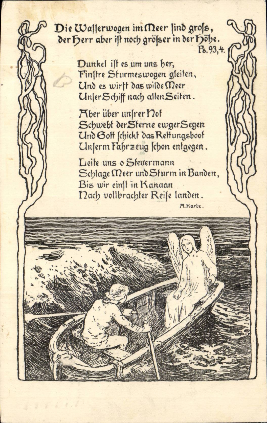 Germany - Deutschland - Bethel Bielefeld - Gedicht - engel - boot - CPA