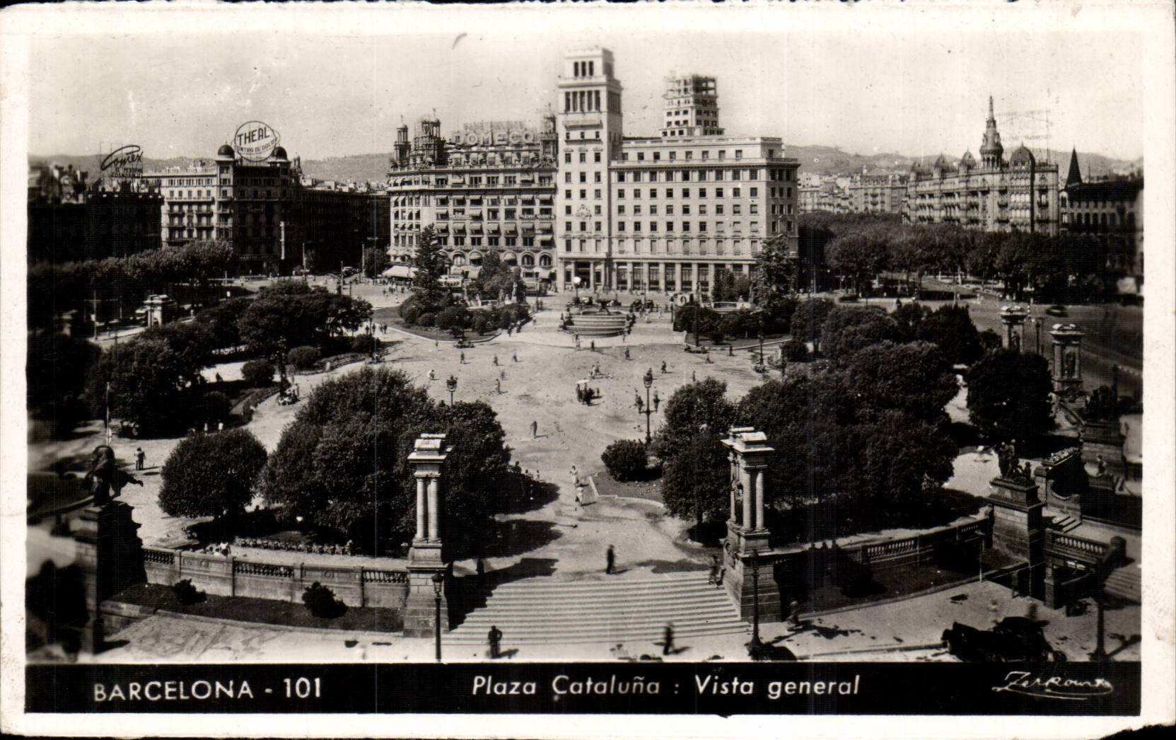 Espana - Spain - barcelona - Plaza Cataluna Vista General - CPA