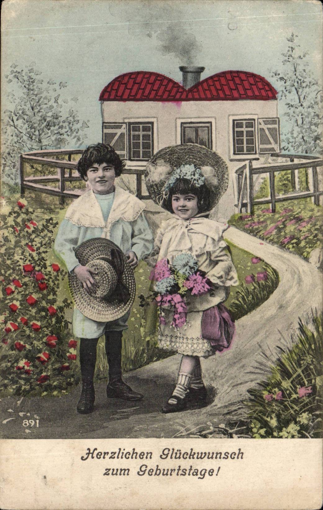 CPA Herzlichen Gluckwunsch zum Geburtstage ! (Birthday children)