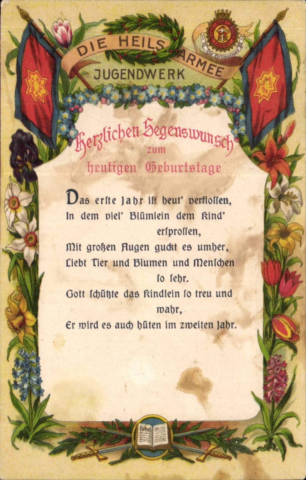 CPA sterben Heils bewaffnetes Jugendwerk (militaria) Blutt Feuer (Heilsarmee)