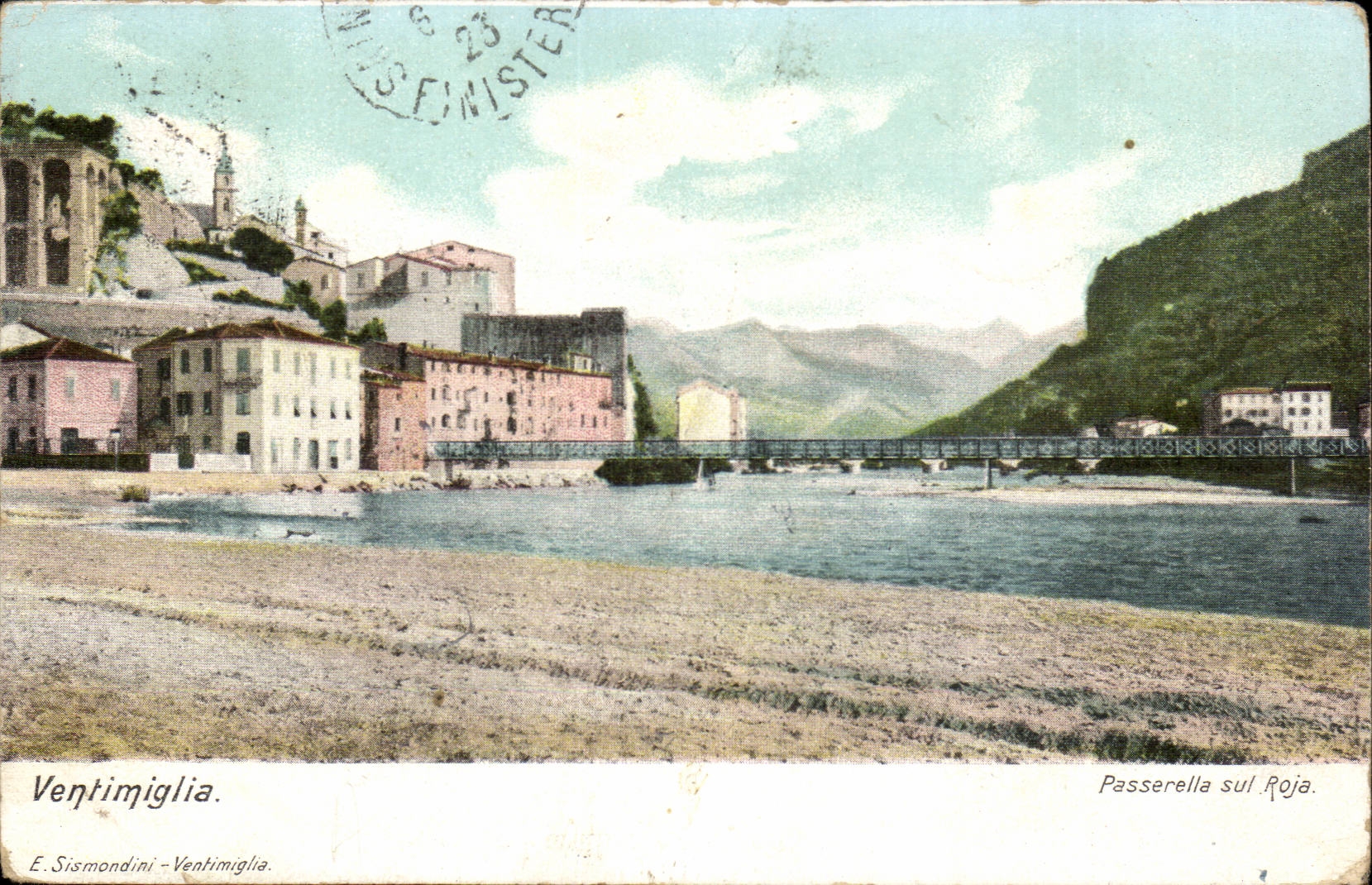 Italien Italien CPA Ventiliglia Passerella sul Roja