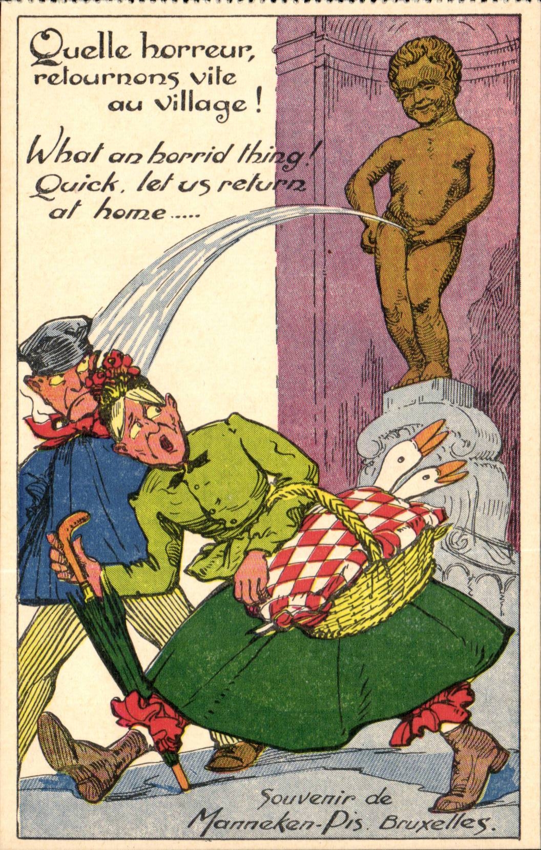 Belgique Belgie Manneken Pis Illustrateur Quelle horeur retournons au village