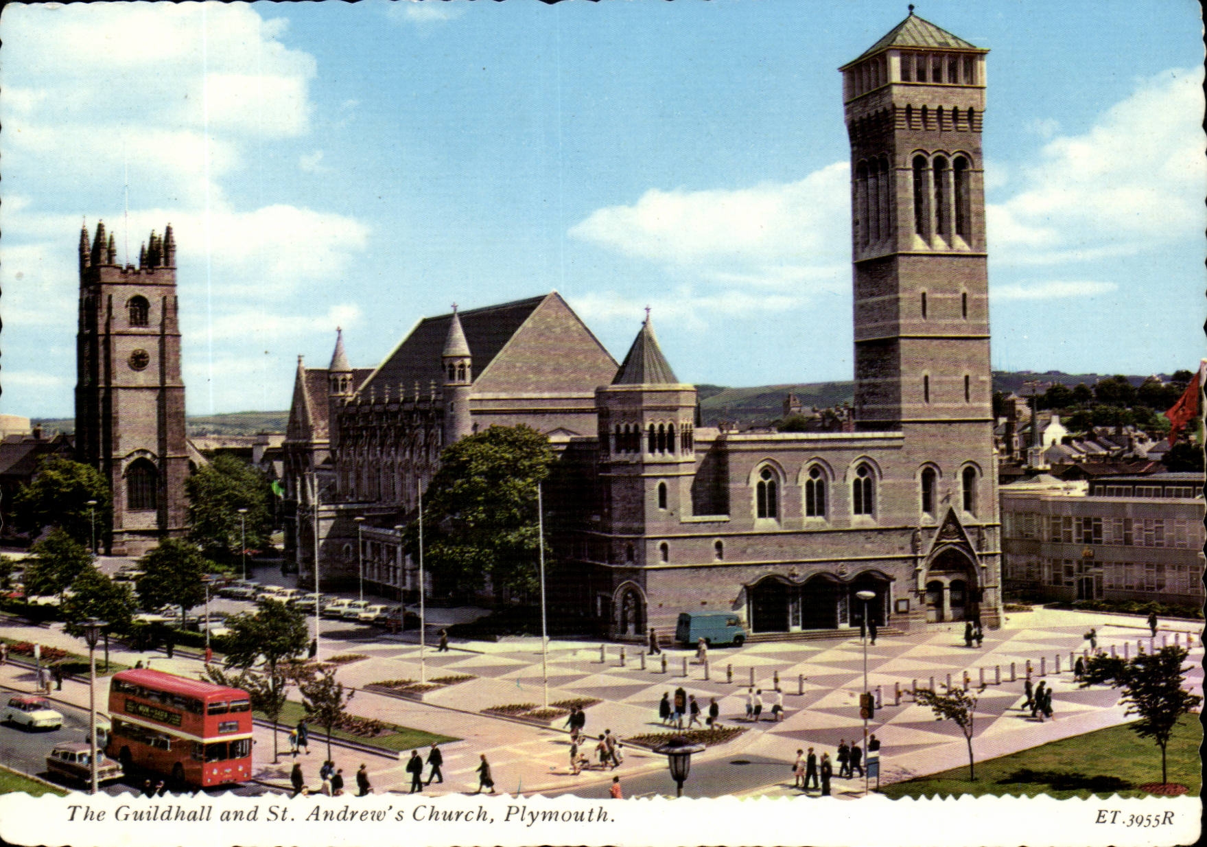 The United Kingdom MODERN CARD the guildhall and St Andrew' S church Plymouth