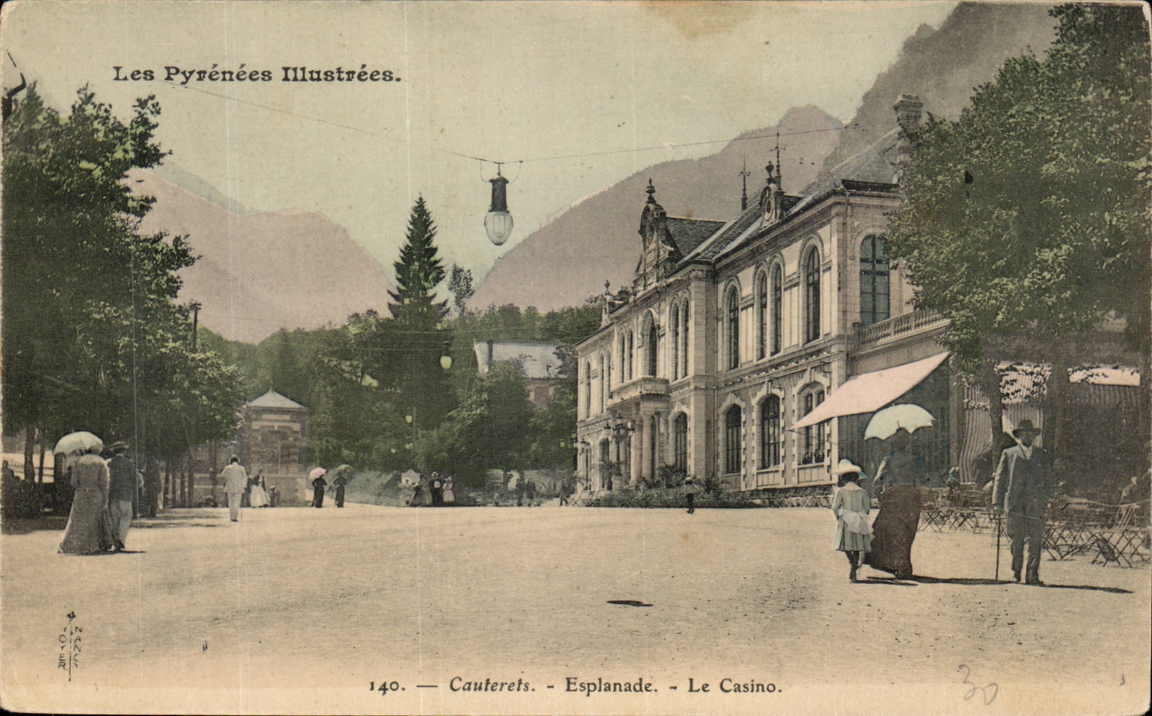 Cauterets - Esplanade - casino CPA
