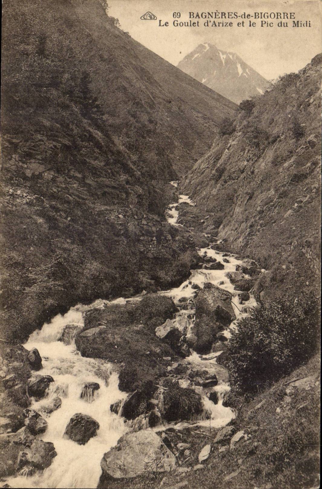 CPA Bagneres de Bigorre the narrow part of Arize and the peak of midday