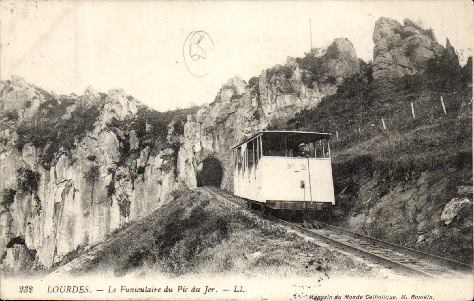 CPA Lourdes the funicular of the Peak of Jer