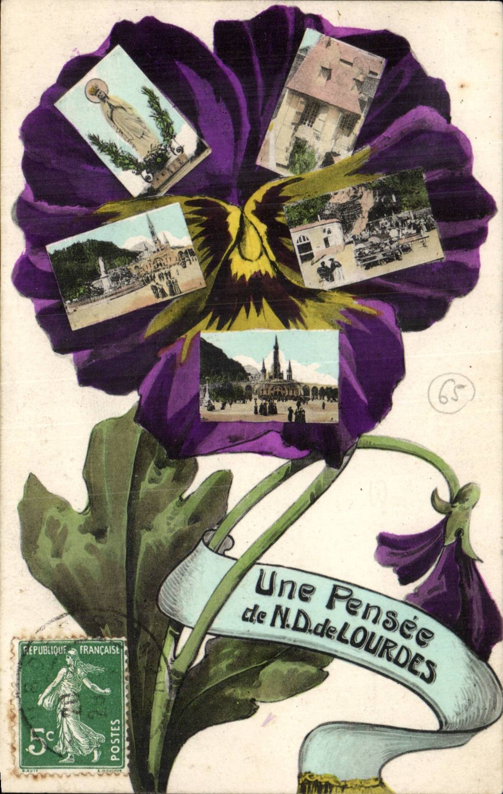 CPA Lourdes a thought of Our Lady