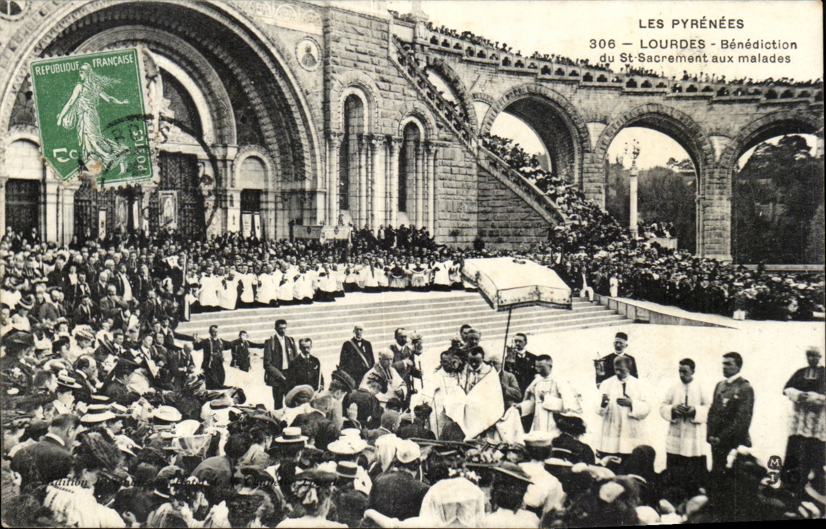 CPA Lourdes Blessing of St Sacrament of the patients