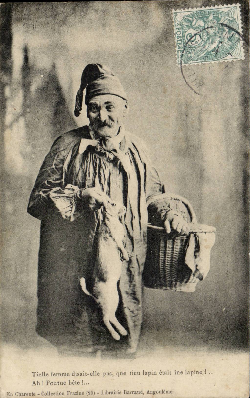 CPA Tielle woman said it not that tieu the rabbit was innate lapine Paysan Folklore TOP