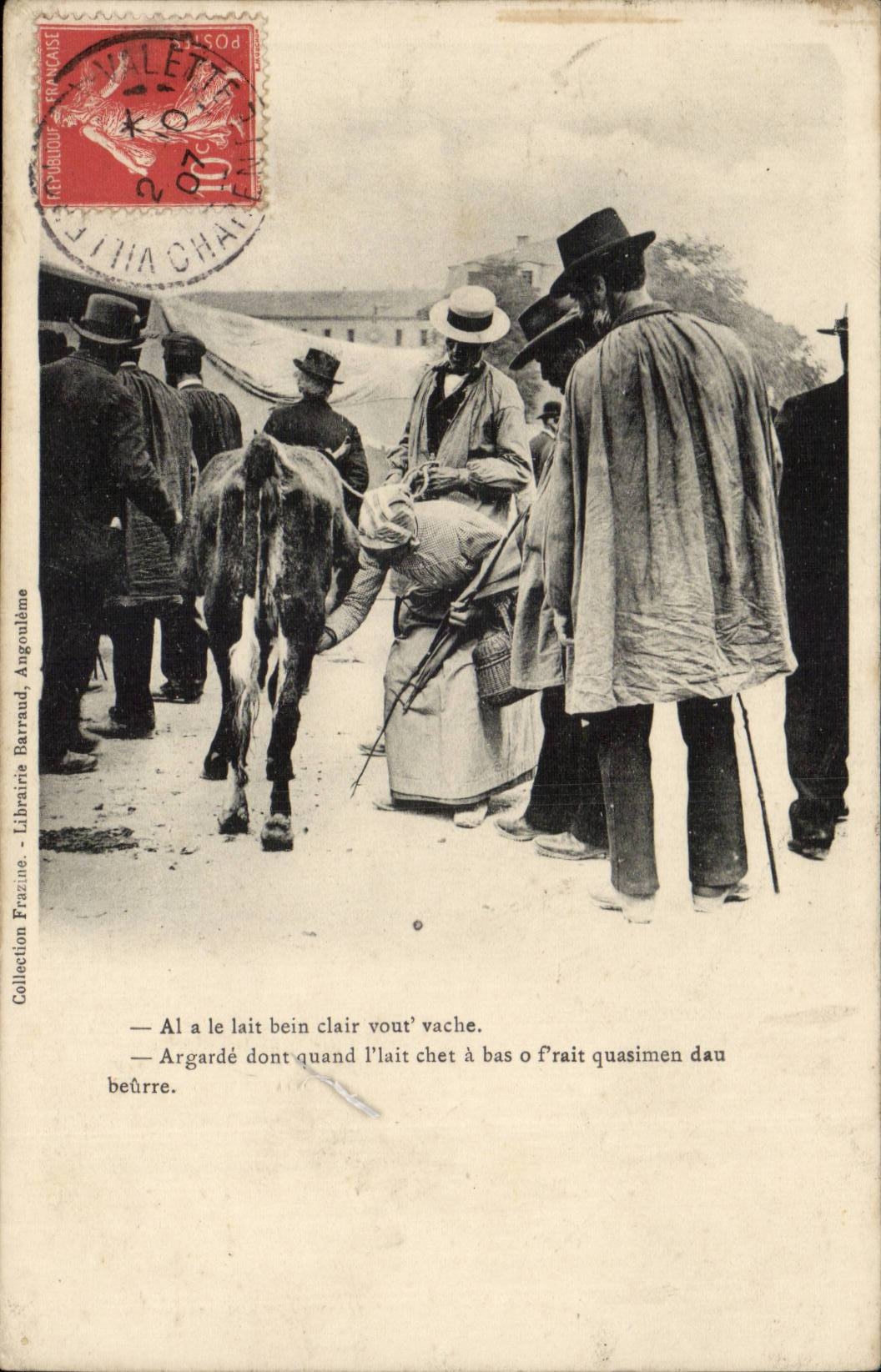 CPA Al has milk bein clearly vout vach Paysans Folklore TOP