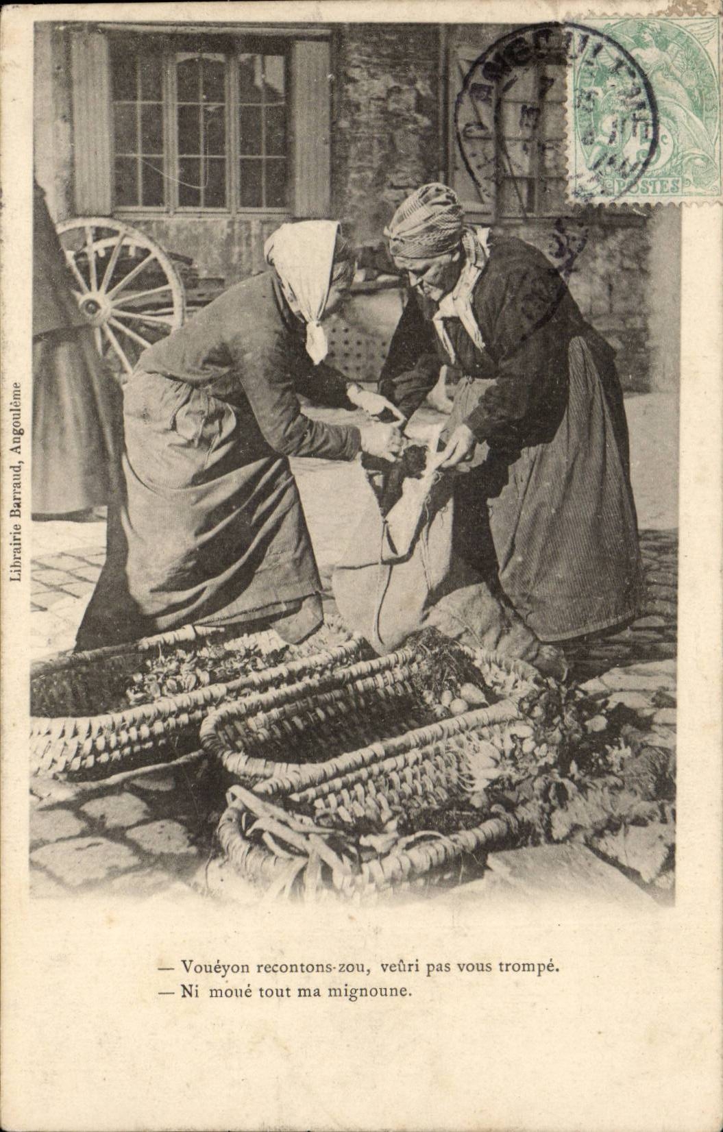 CPA Voueyon let us recontons zou veuri not misleads you Paysans Folklore TOP machandes