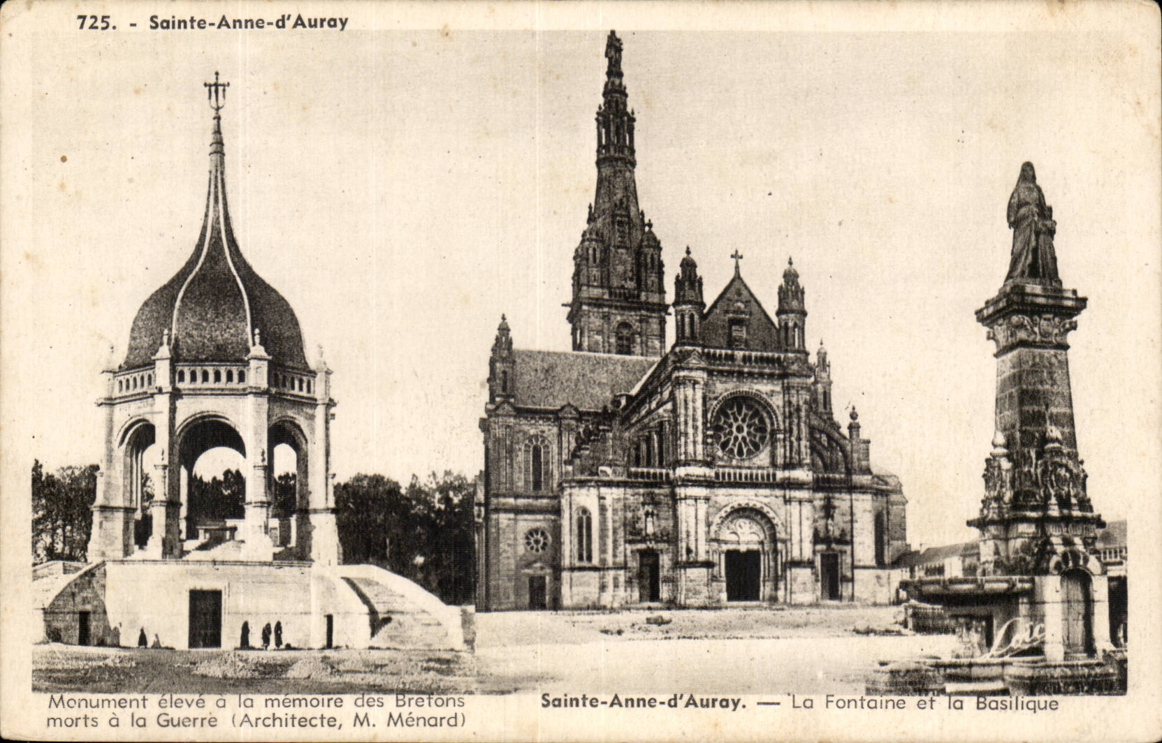 Saint Anne d' Auvray CPA the fountain and the basilica