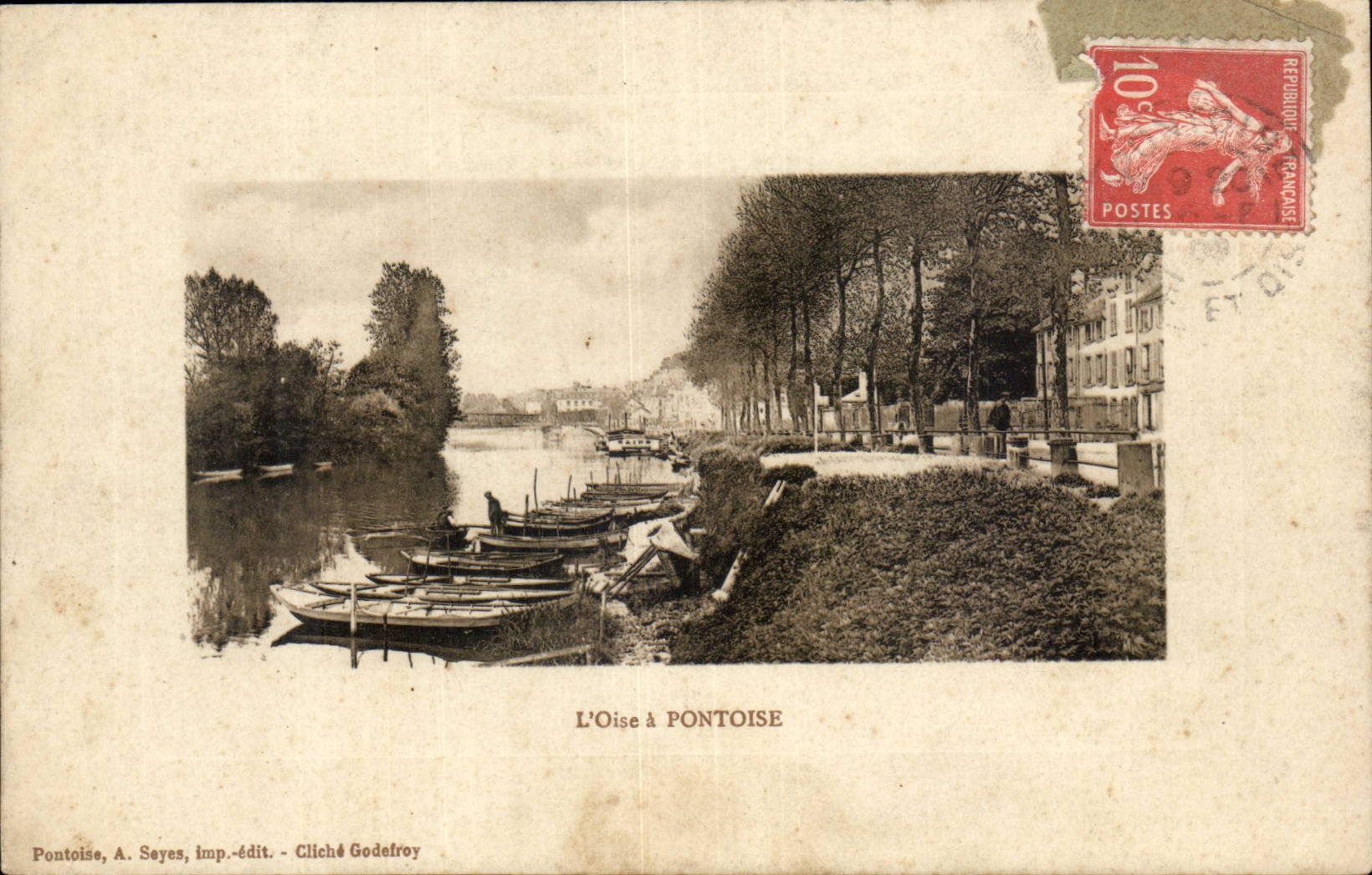 CPA the oise has Pontoise