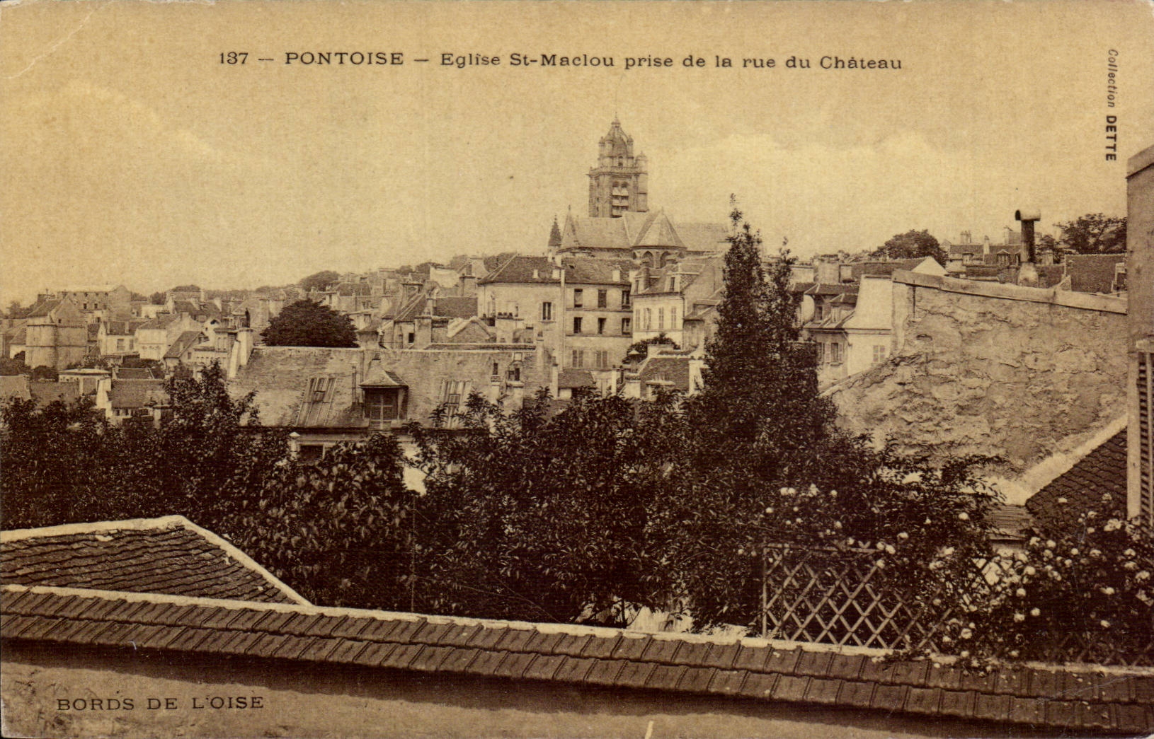 Pontoise CPA Church St Maclou taken of the street of the castle