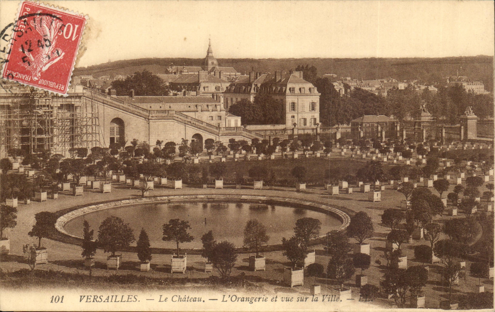 Versailles CPA Castle the orangery and sight on the city