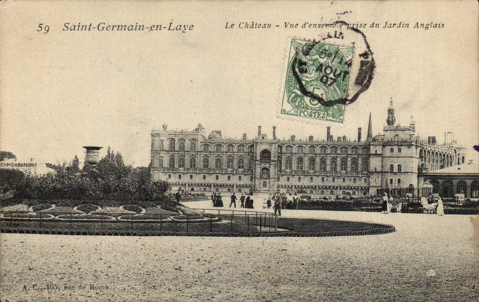 Saint Germain im Bush-Hammer CPA der Schlossgesamtabbildungsfang des englischen Gartens