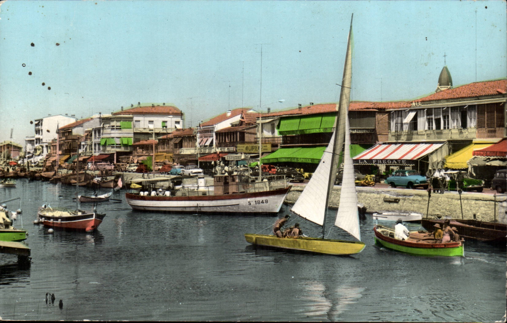 Palavas Floods CPA the canal and quays