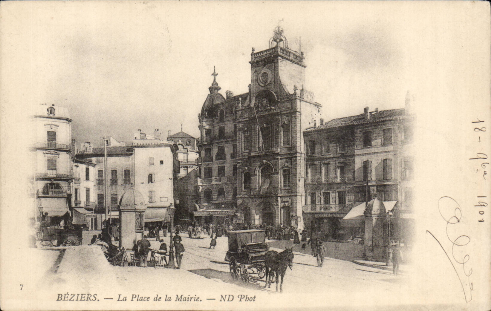 Beziers CPA the place of the town hall