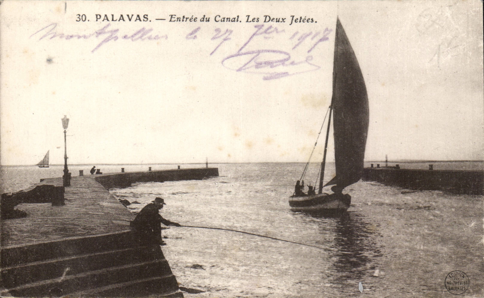 Palavas Floods CPA Entering of the canal two piers