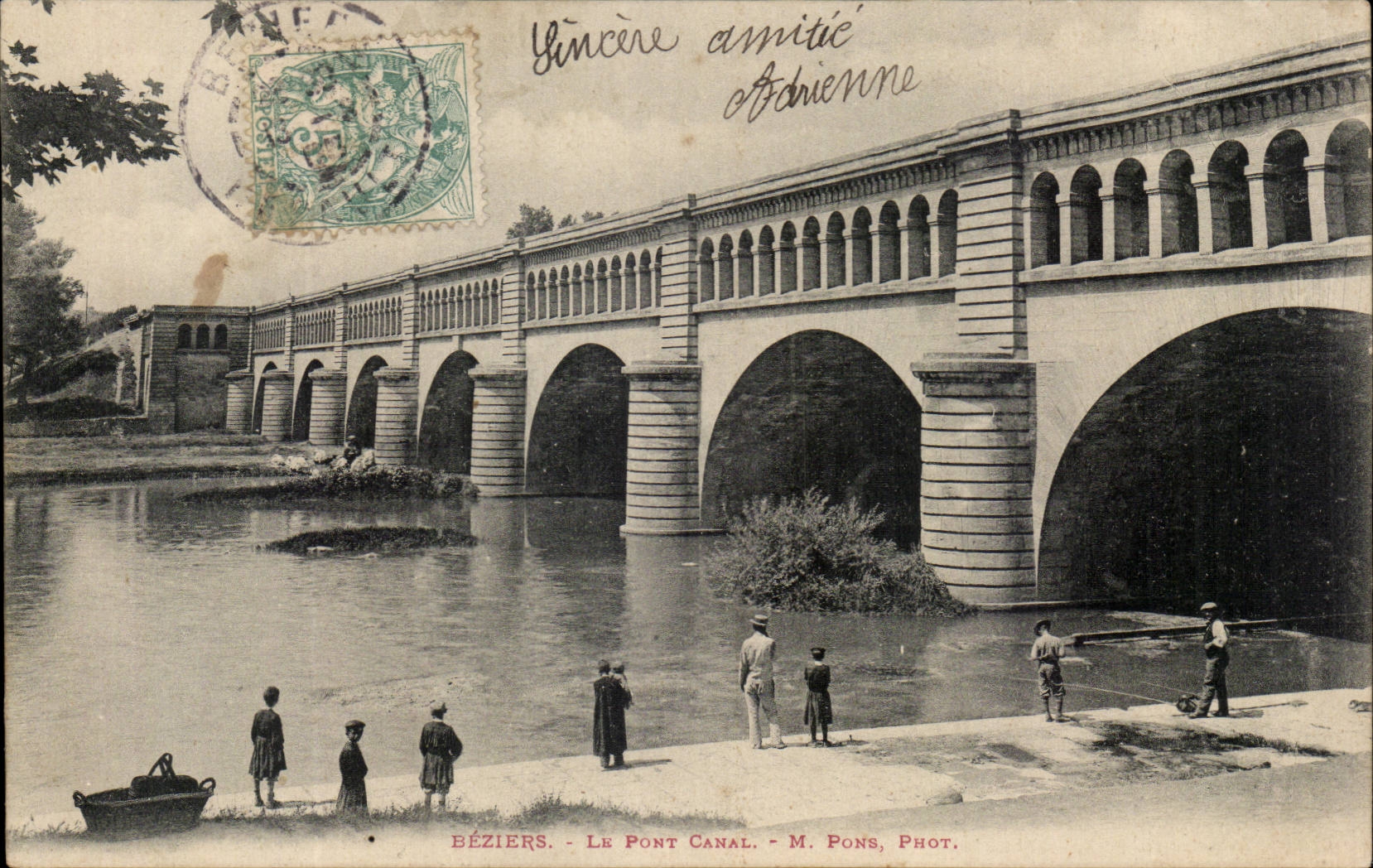 Beziers CPA the bridge canal (sinners)