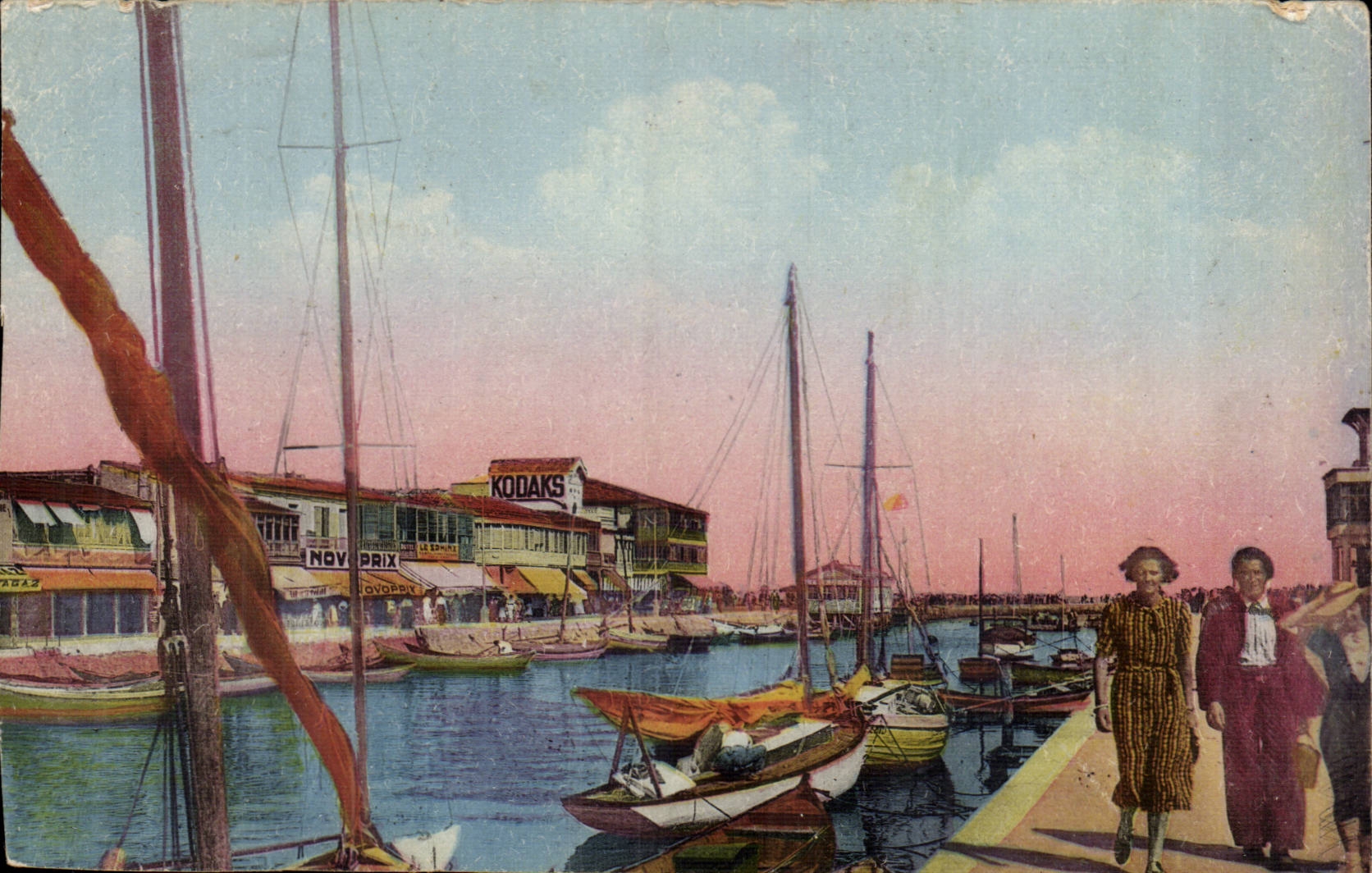 Palavas Floods CPA the port and the Gilbert quay