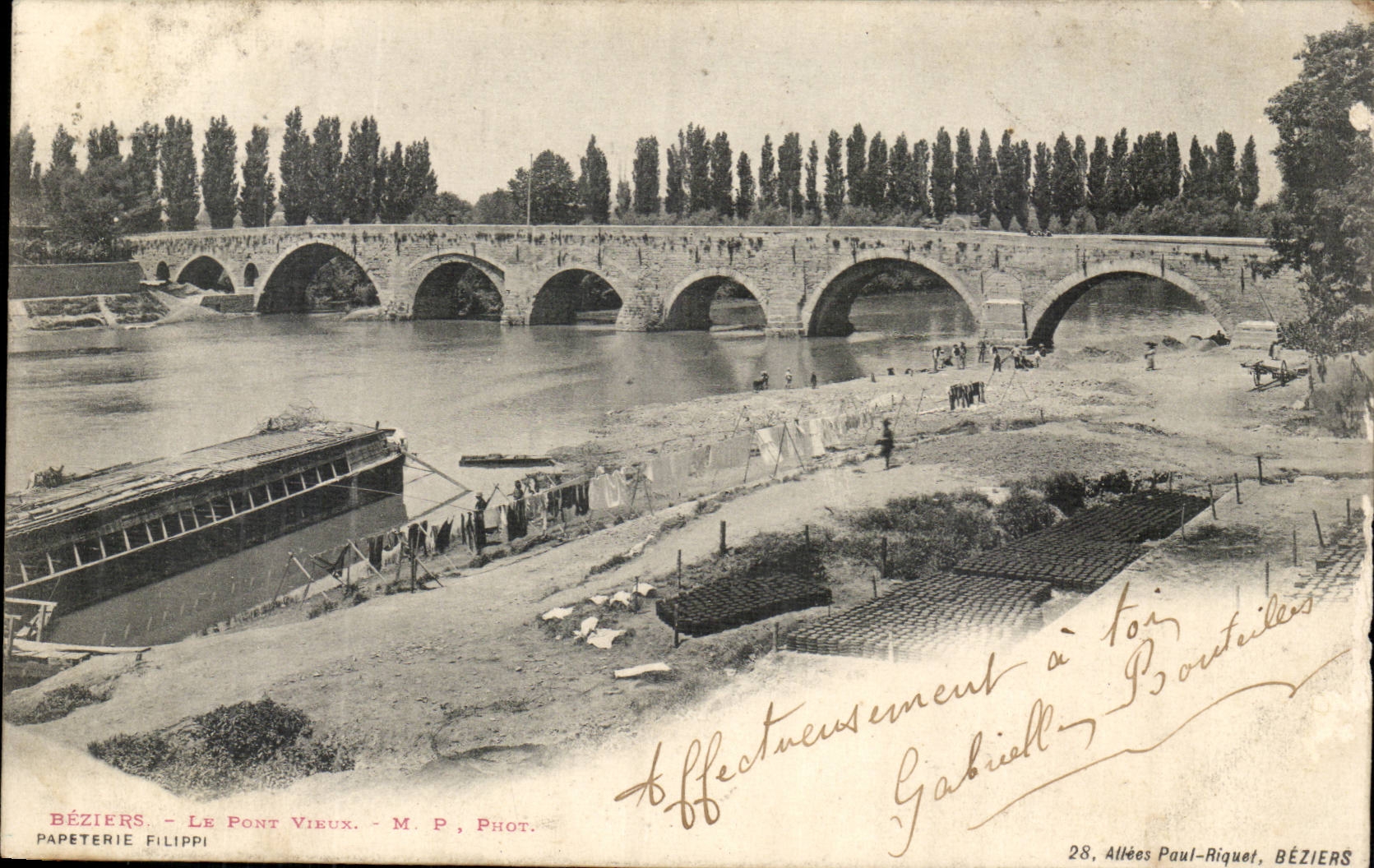 Beziers CPA the old bridge