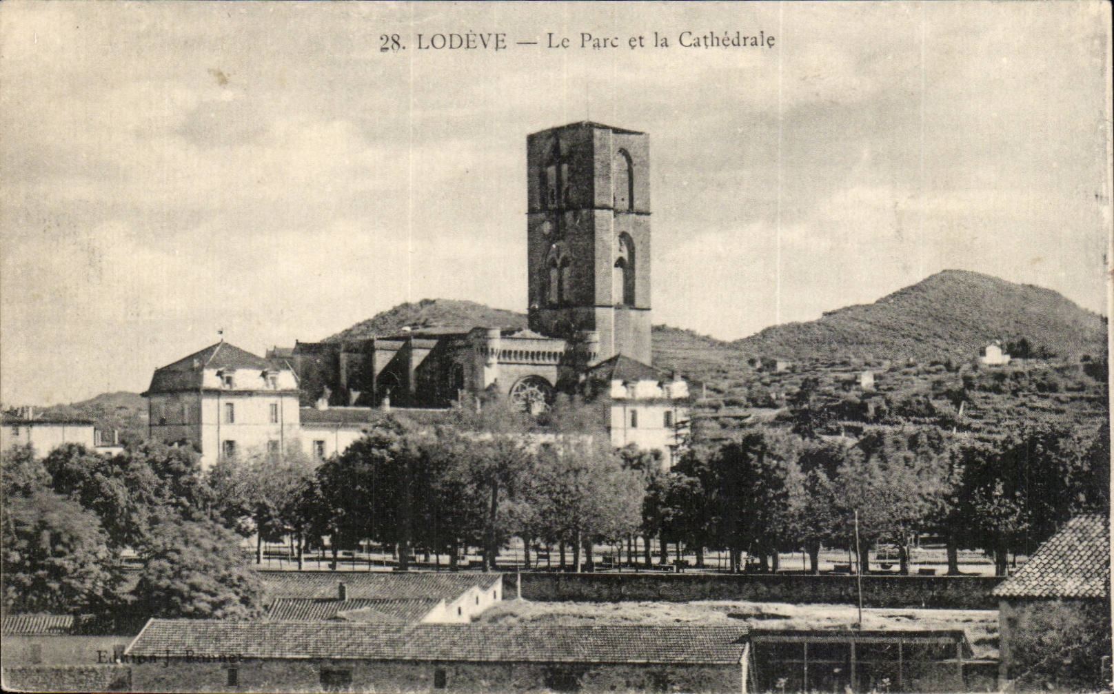 Lodeve - the Park and the Cathedral - CPA