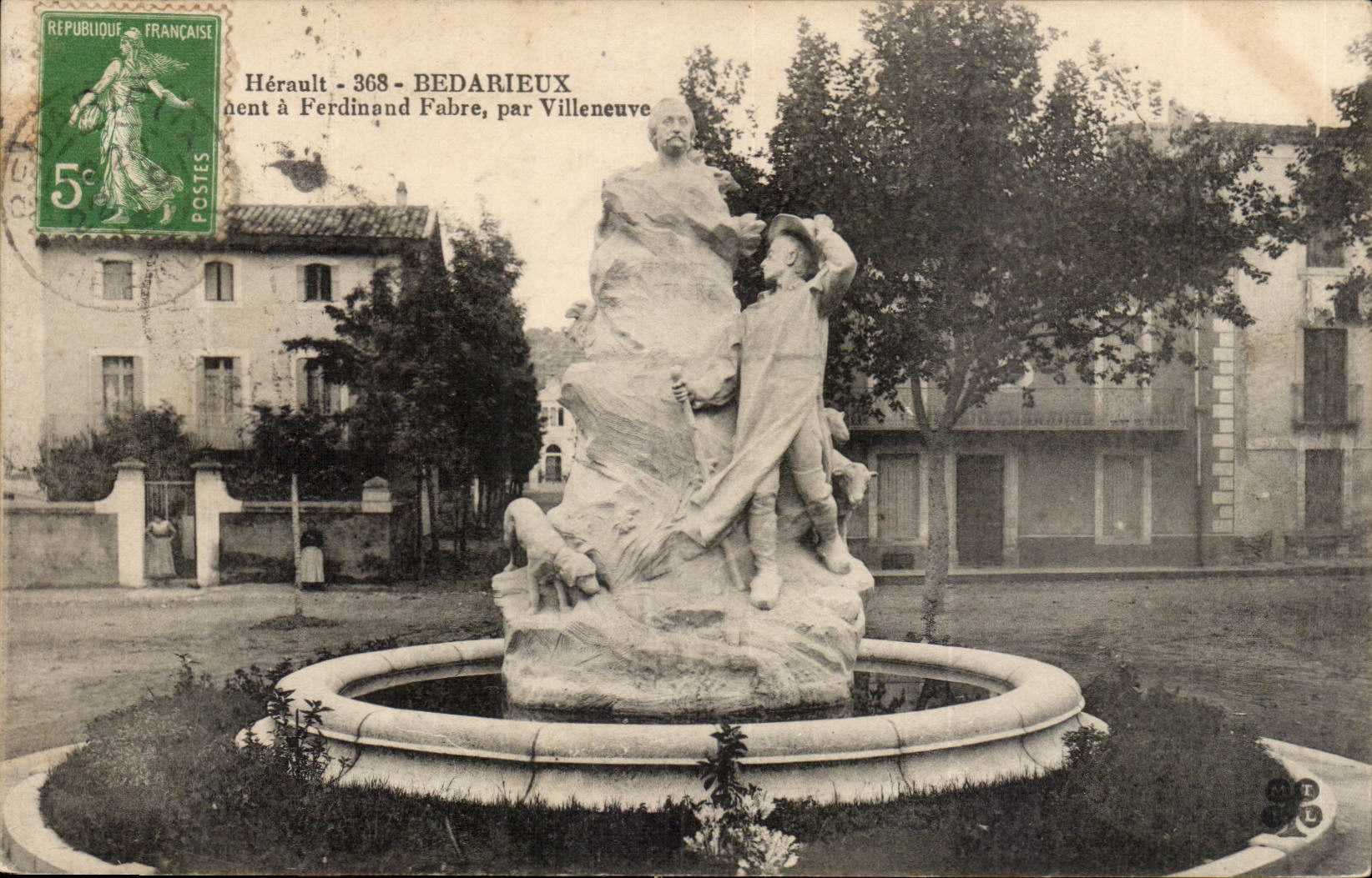 Bedarieux - Statue- Ferdinard Fabre par Villeneuve - CPA