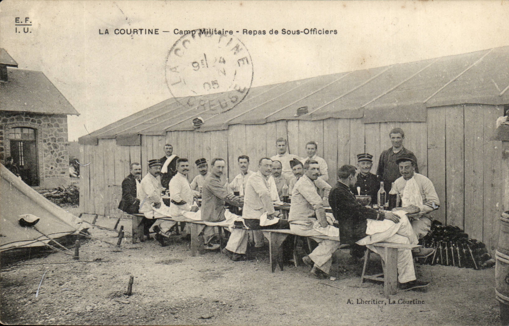 Dig CPA Camp of Courtine Military camp Meal of under officers (militaria)