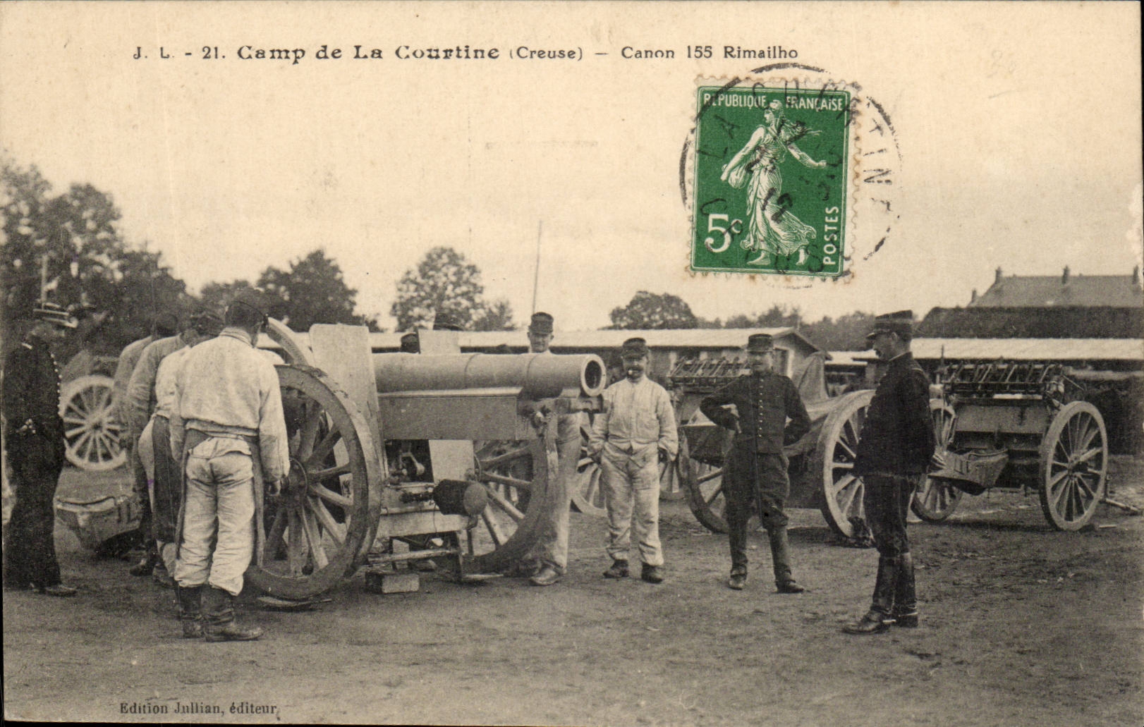 CPA Lager von Courtine Canon 155 Rimailho (militaria) graben