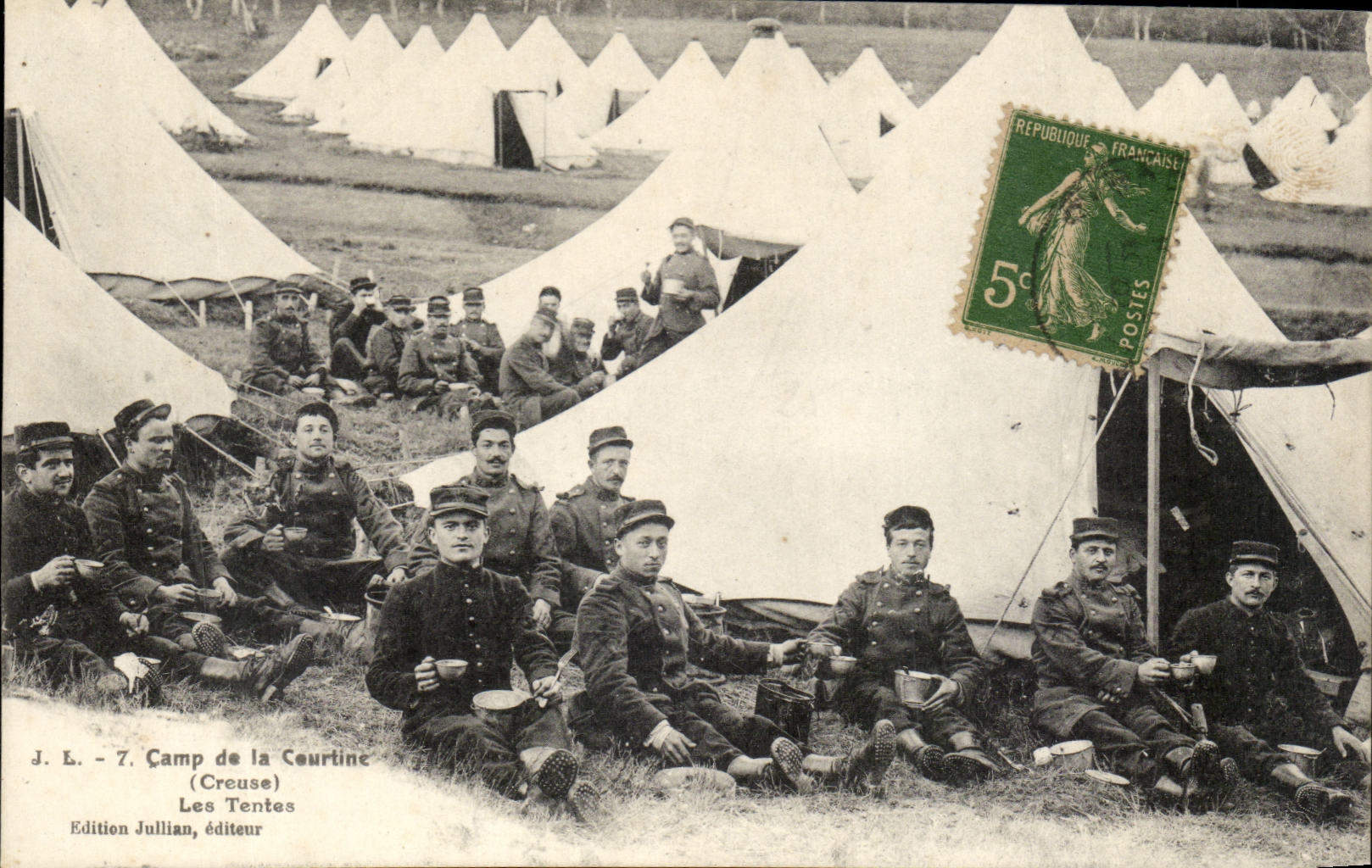 Dig CPA Camp of Courtine the tents (militaria)
