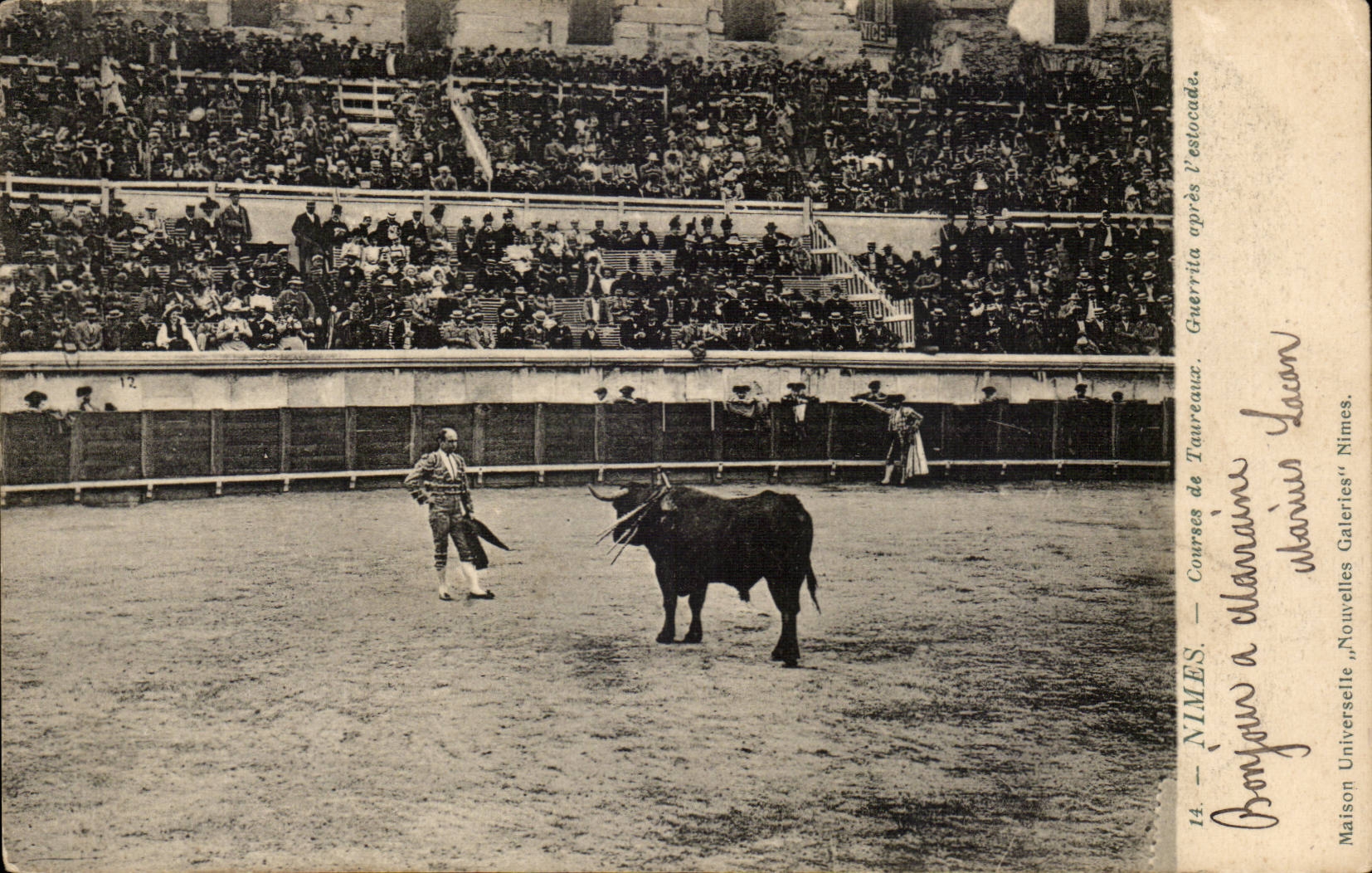 NimesCPA Bullfights Guerrita nach dem Schub (toros Bullfight)