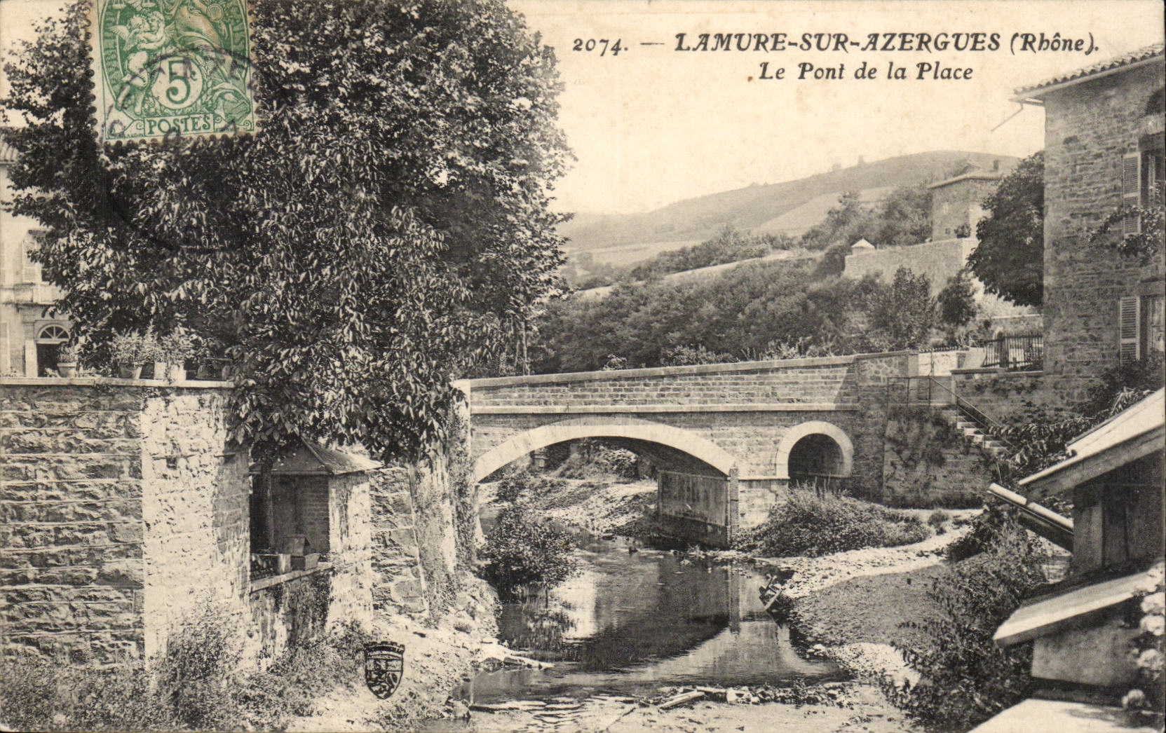 Lamure on Azergues CPA the bridge of the place