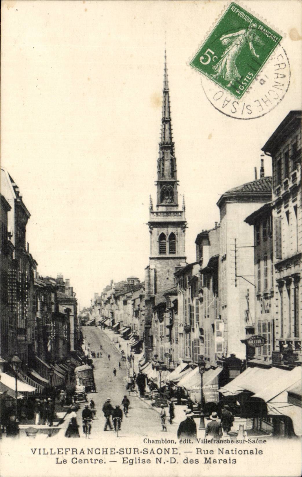 Villefranche on the Saone CPA national Street the center Church ND of the Marshes