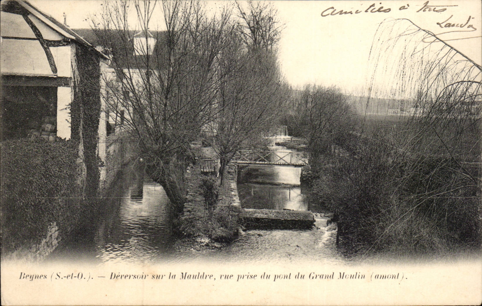 CPA Beynes Outfall on Mauldre Seen from of the bridge of the large mill 'upstream)
