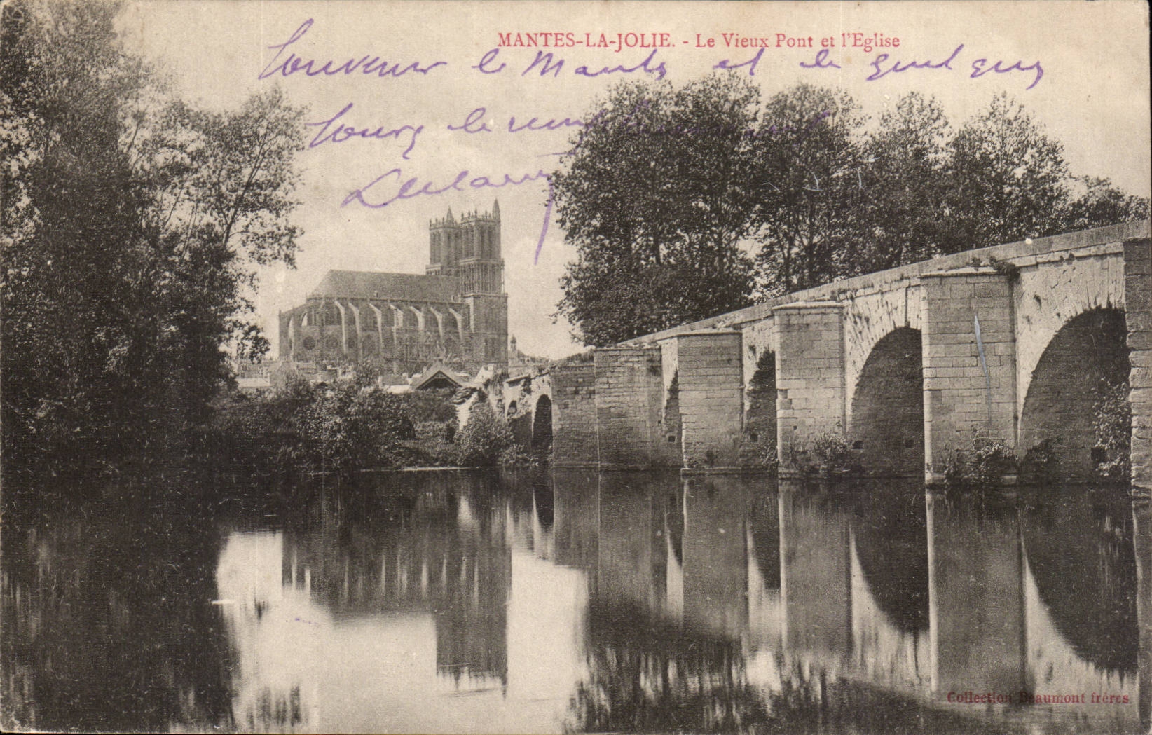 Mantes La Jolie CPA the old bridge and the church