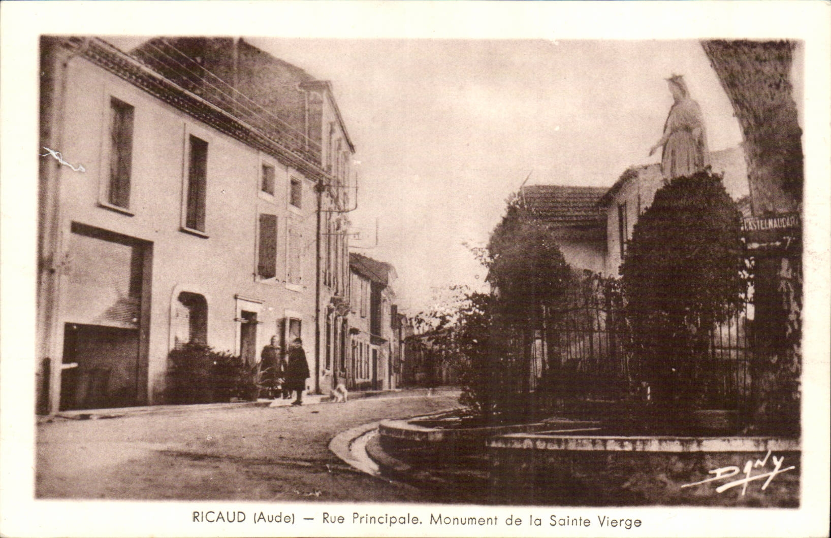 Ricaud - Rue Principale Monument de la Saint Vierge - CPA 