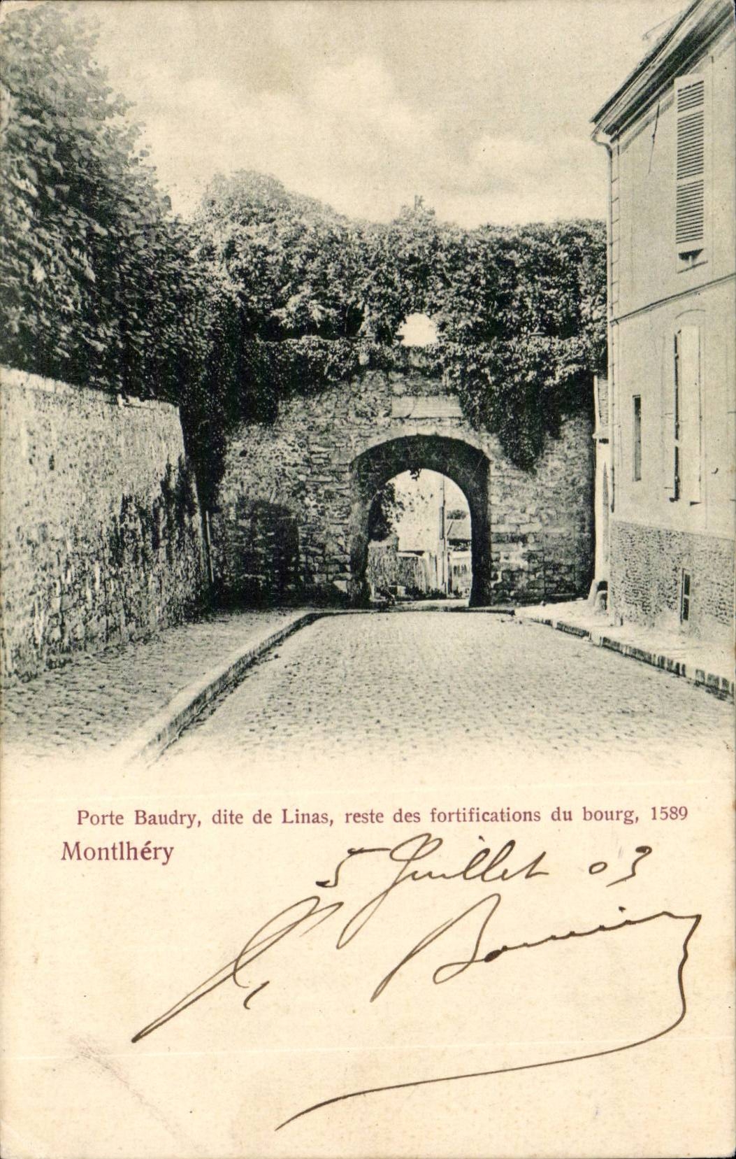 Montlhery CPA Porte Baudry das ab Linas bekannt ist bleibt Verstarkungen fu Stadt