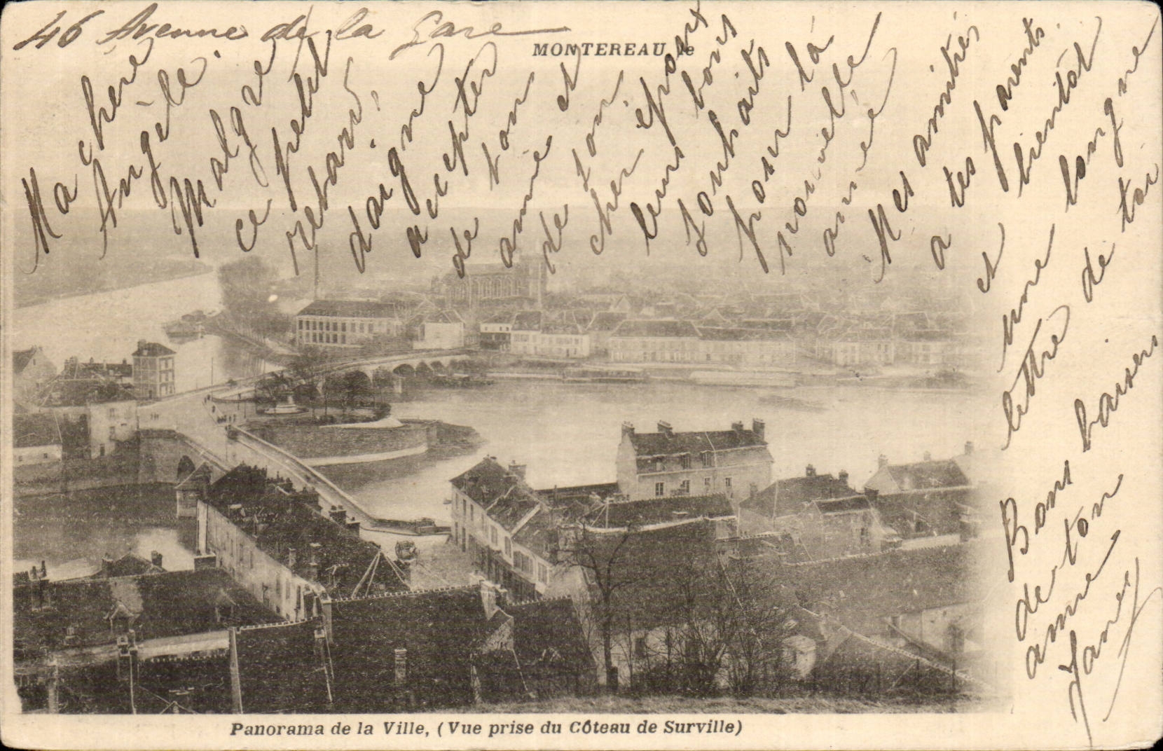 Montereau CPA Panorama of the city (seen from of the slope of surville)