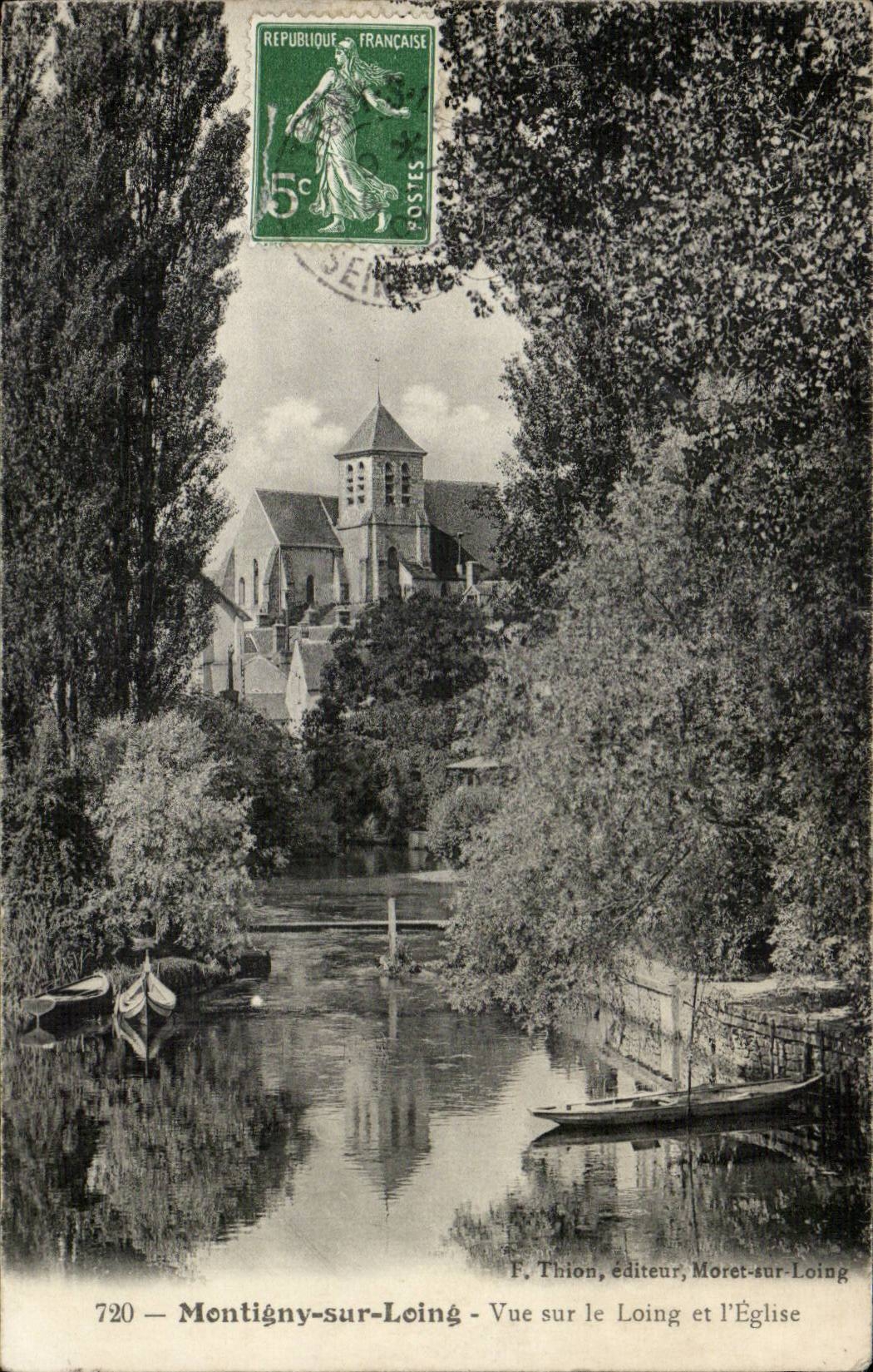 Montigny on Loing cPA Seen on Loing and the church