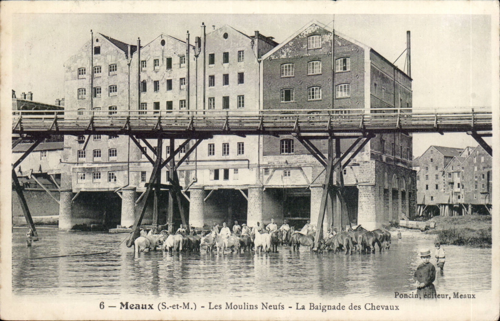 Meaux - the Moulins New ones - the Bathe of Cevaux - Bathing Horses - CPA