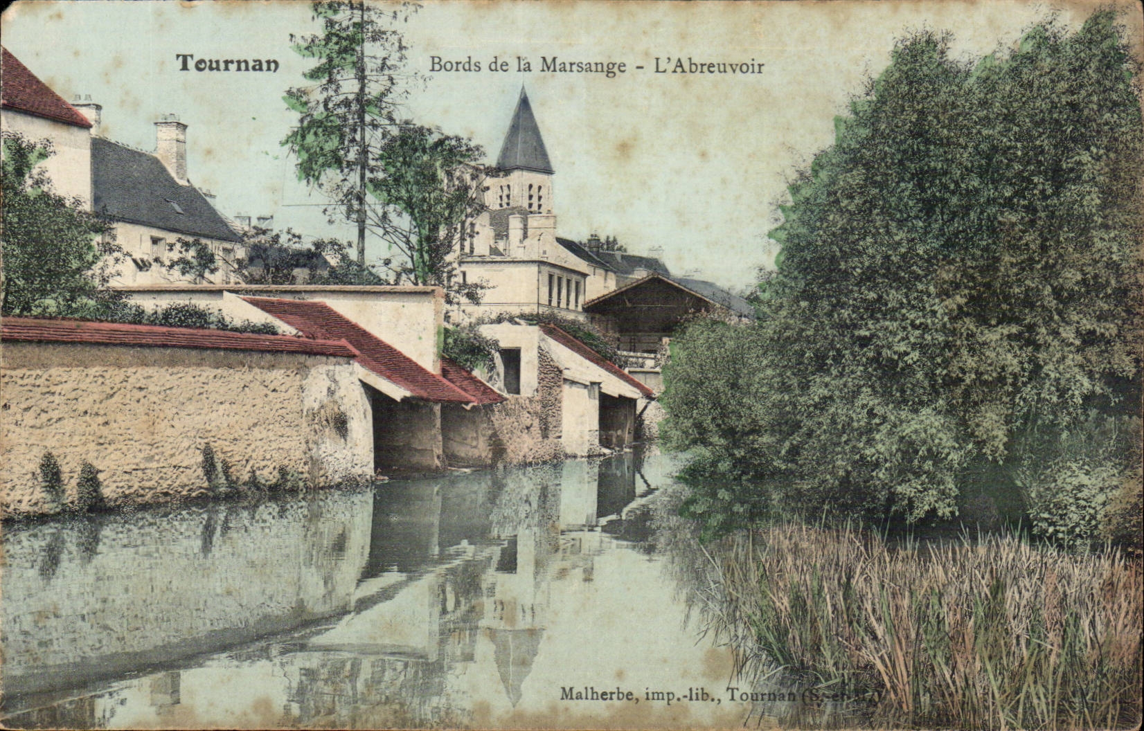 Tourman in Brie - Edges of Marsauge - the Feeding trough - CPA