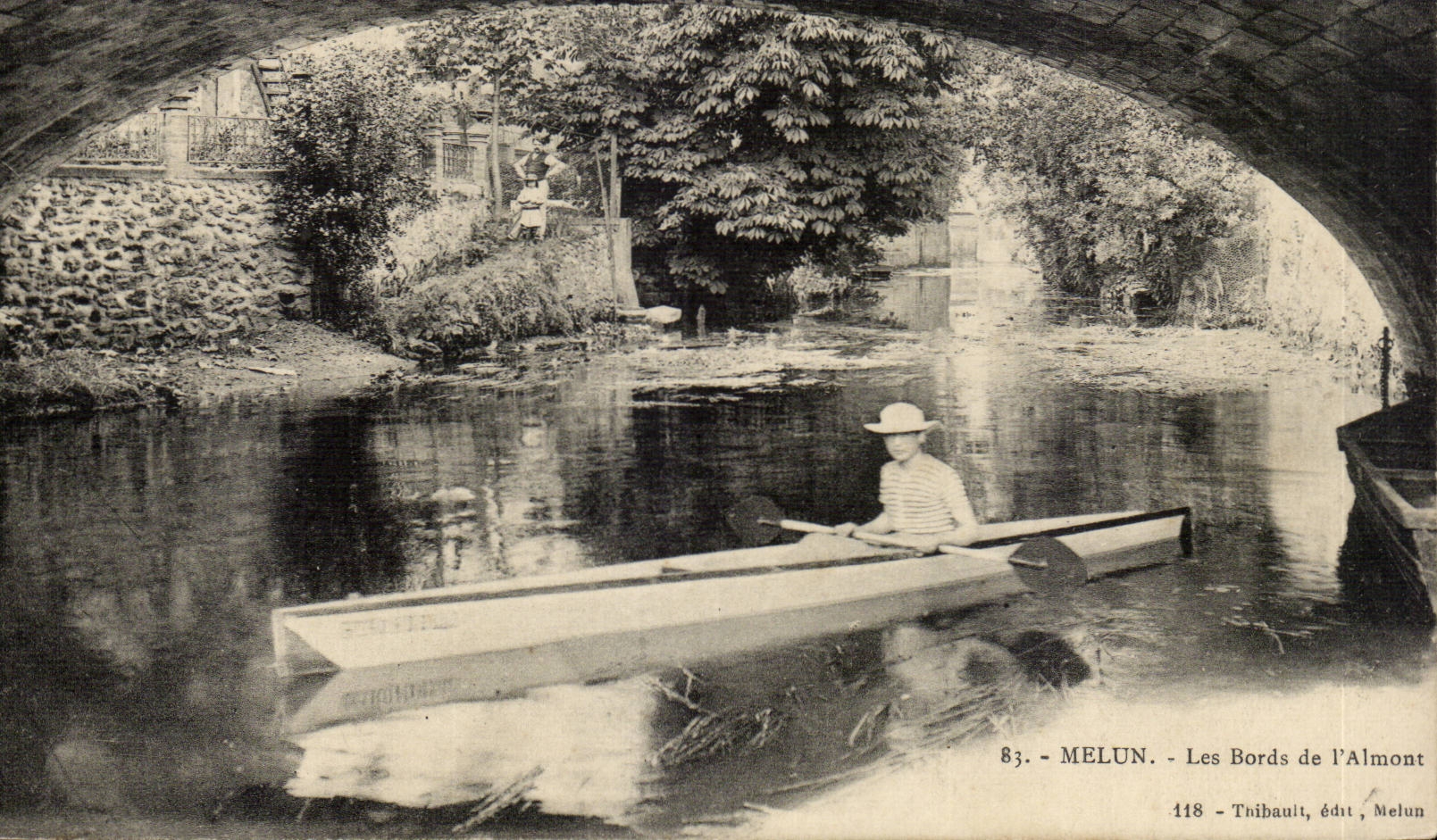 Melun - Rander von Almont - bateua Rowboat - schimmernde Toiletten CPA