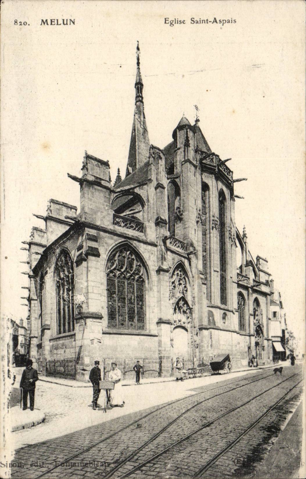 Melun CPA Kirche Saint Aspasi