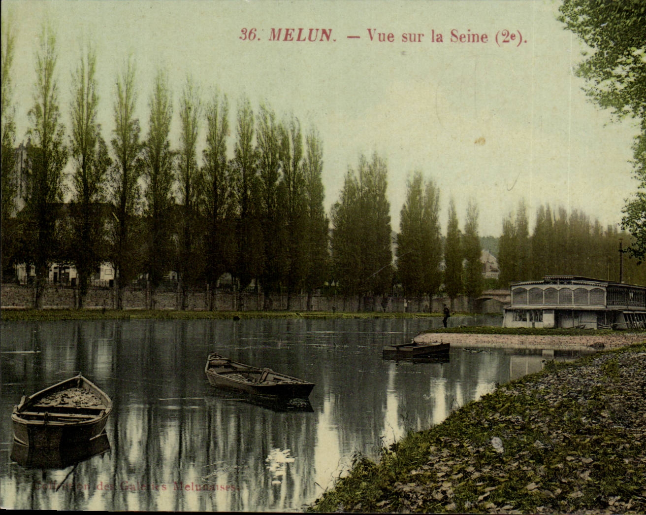 Melun - Anblick auf dem Seine CPA