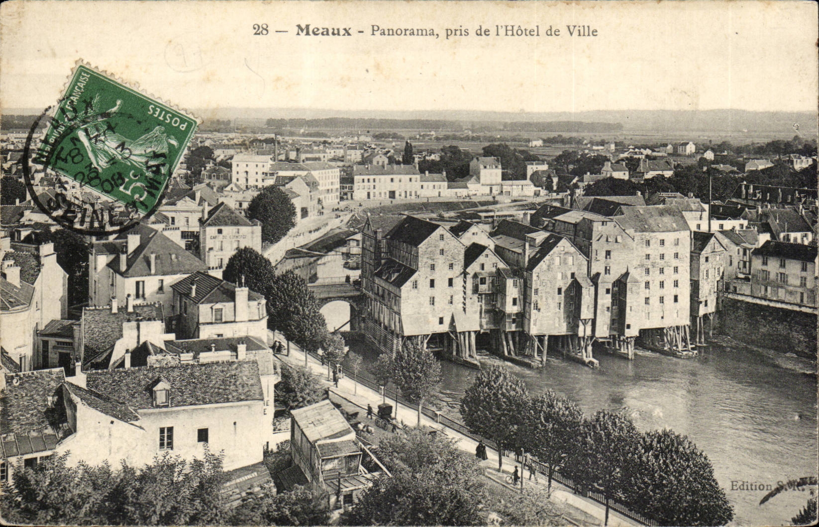 Meaux - Panorama taken of the town hall - CPA