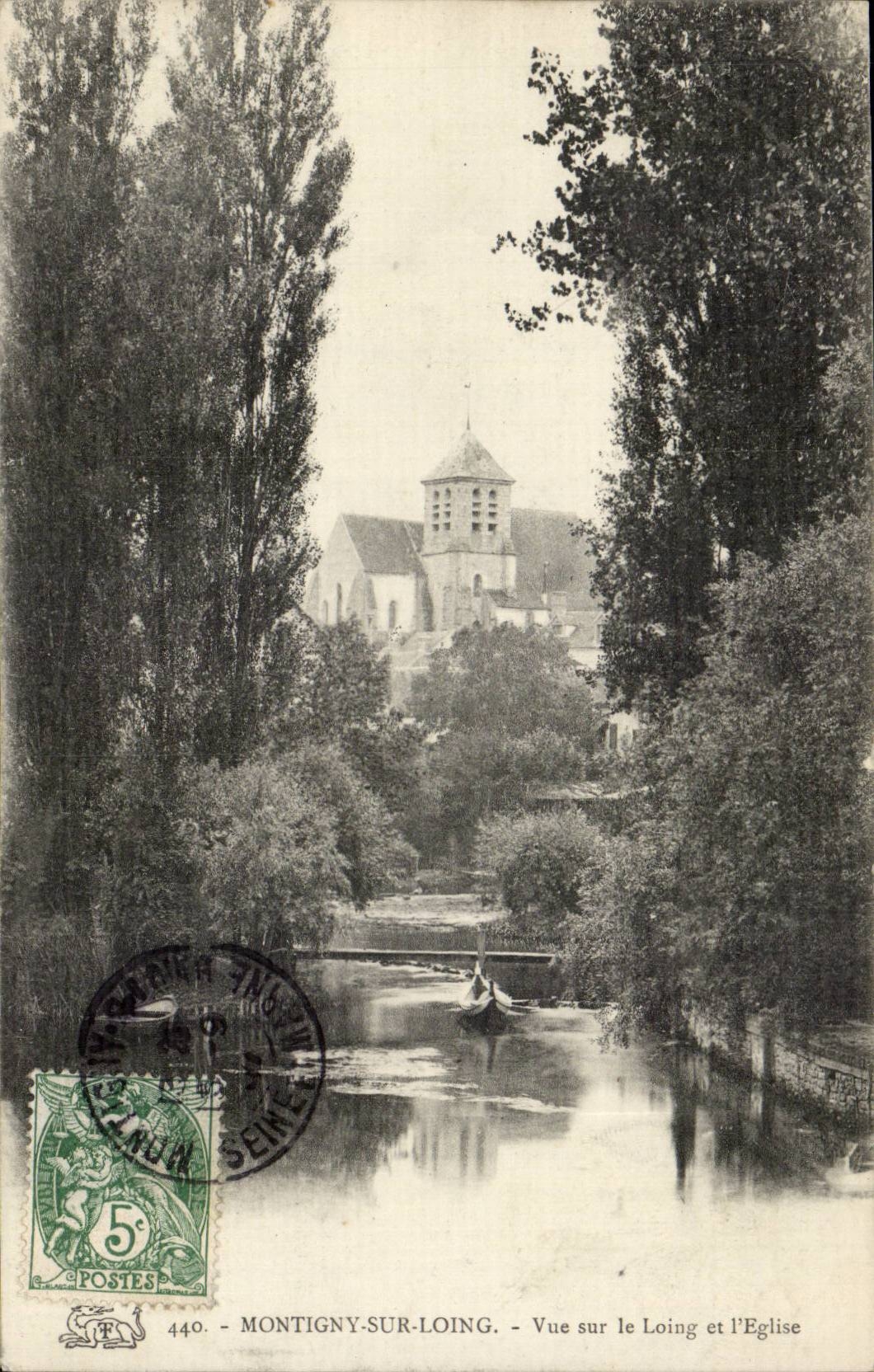 Montigny on Loing CPA Seen on Loing and the church