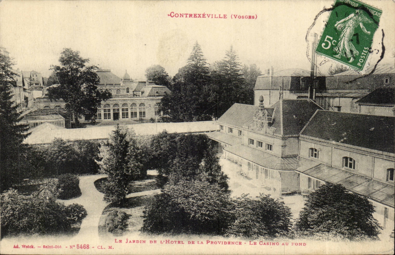 Contrexeville CPA the garden of the hotel of Providence the casino at the bottom